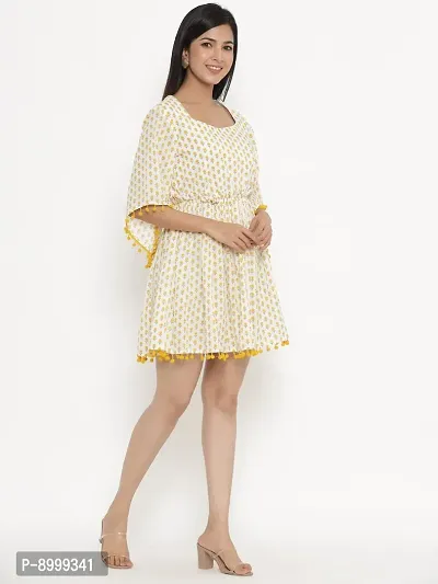 VAIJAYANTI Cotton Women Yellow Printed Dress for Women (VJ681-$P)-thumb5