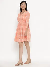 VAIJAYANTI Cotton Women Peach Printed Dress for Women (VJ680-$P)-thumb1