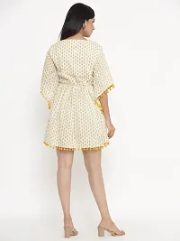 VAIJAYANTI Cotton Women Yellow Printed Dress for Women (VJ681-$P)-thumb2