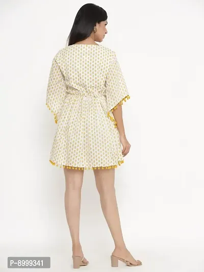 VAIJAYANTI Cotton Women Yellow Printed Dress for Women (VJ681-$P)-thumb3