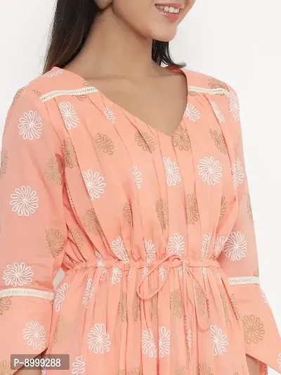 VAIJAYANTI Cotton Women Peach Printed Dress for Women (VJ680-$P)-thumb4