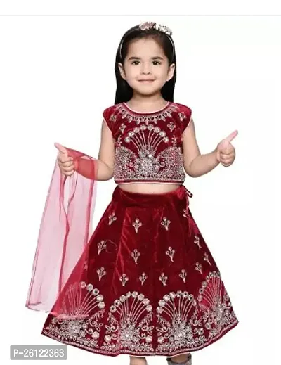 Fabulous Maroon Blended Printed Top With Bottom For Girls