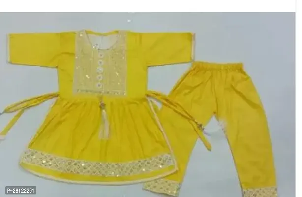 Fabulous Yellow Rayon Printed Top With Bottom For Girls