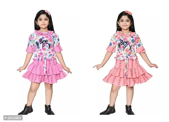 Modern Multicoloured Frock for Girls-Pack of 2