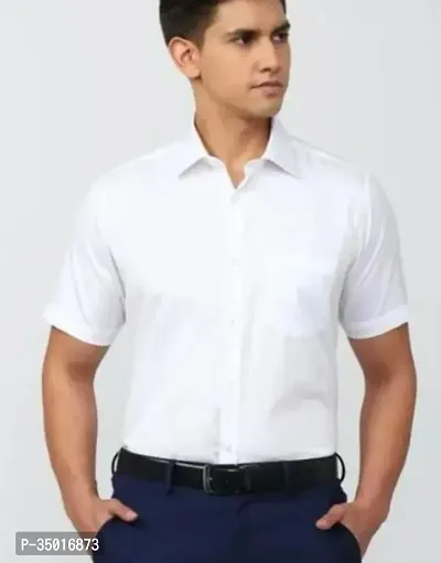 Reliable White Cotton Short Sleeves Casual Shirt For Men-thumb0