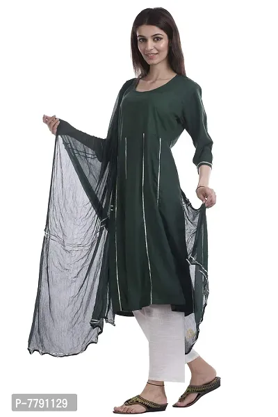 TAJNAN Cotton Kurti for Women/Girl(Medium,Dark Green,Pack of 1)-thumb5