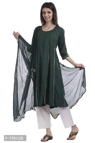 TAJNAN Cotton Kurti for Women/Girl(Medium,Dark Green,Pack of 1)-thumb0