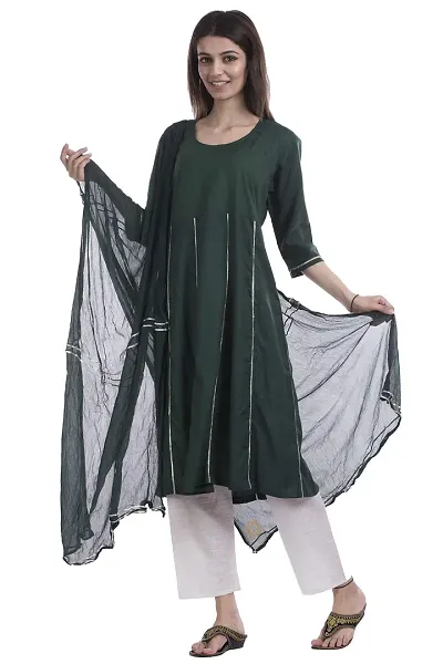 TAJNAN Rayon Suit for Women/Girl(Large,Dark Green,Pack of 1)