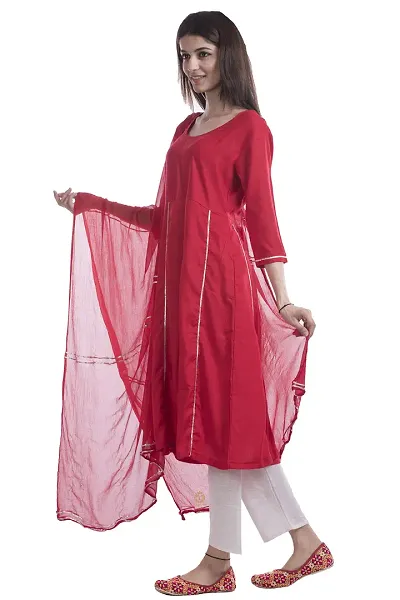 TAJNAN Rayon Suit for Women/Girl(Large,Red,Pack of 1)