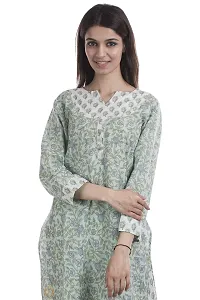 TAJNAN Cotton Kurta and Pant Set for Women Green-thumb1