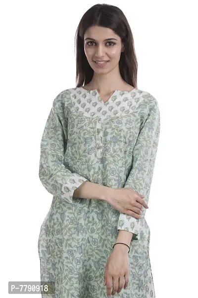 TAJNAN Cotton Kurta and Pant Set for Women Green-thumb2