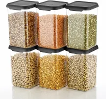 Shreeji 1100ml Airtight Containers For Kitchen Storage And Containers Storage Box For Pantry Organization And Kitchen Storage, Kitchen Accessories Items Beans, (Set Of 6) Black, Plastic-thumb1