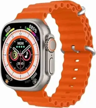 T800 Ultra Smart Watch 1.99 inch Infinite Display, Bluetooth Calling, Heart Rate Tracking, Sports Features - Orange (Without SIM)