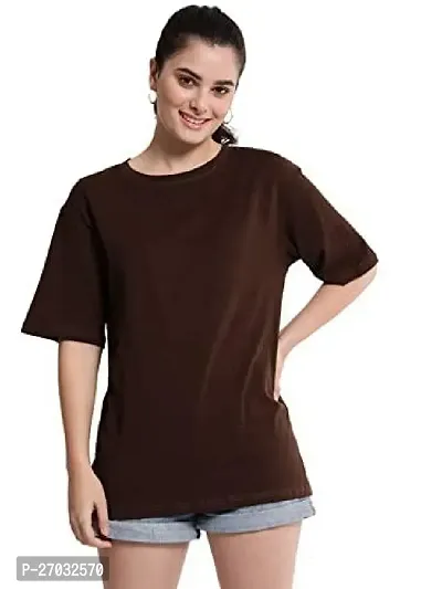 Women's Pure Cotton Casual Oversized Round Neck Tshirt-thumb0