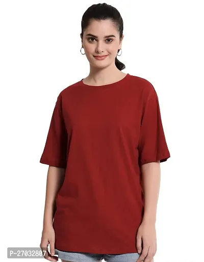 Women's Pure Cotton Casual Oversized Round Neck Tshirt-thumb0