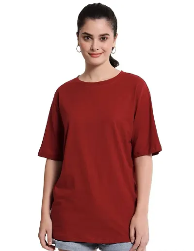 Calm Down Round Neck Oversized Plain T-shirt for Women