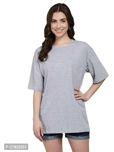 Classic Cotton Solid Tshirt for Women-thumb0