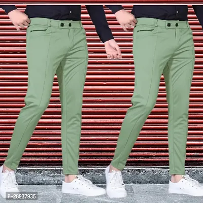 Stylish Green Modal Solid Regular Trouser For Men Pack Of 2