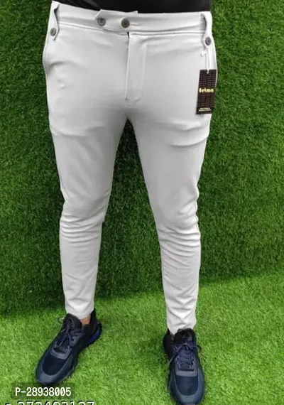 Stylish White Modal Solid Regular Trouser For Men-thumb0