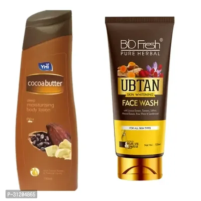 Yhi Cocoa Butter Deep Moisturising Body Lotion Biofresh Ubtan Face Wash Combo