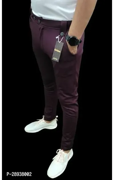 Stylish Purple Modal Solid Regular Trouser For Men-thumb0