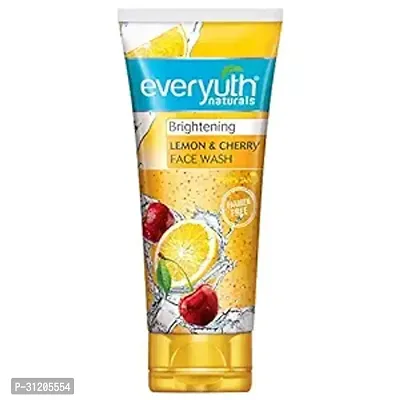 Everyuth Naturals Brightening Lemon Cherry Face Wash Deep Cleansing, Oil Control Tan Reduction Simple Face Wash Removes Dirt Oil 100 Per Cent Soapfree For All Skin Types Paraben Free - 150 G