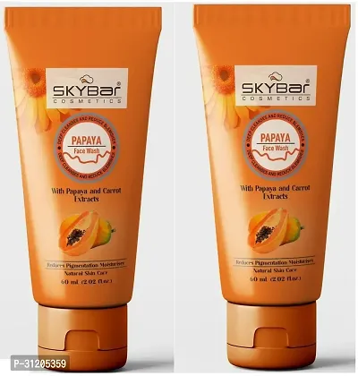 Skybar Papaya Deep Cleanse Face Wash Gentle Exfoliation Visibly Glowing Skin 100 Per Cent Botanical Extracts Suitable For All Skin Types Pack Of 2-thumb0