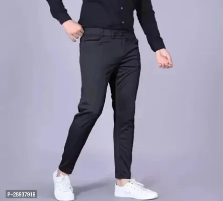 Stylish Black Modal Solid Regular Trouser For Men