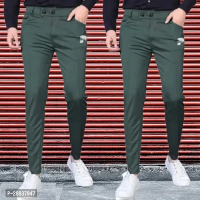 Stylish Green Modal Solid Regular Trouser For Men Pack Of 2