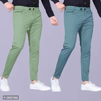 Stylish Multicoloured Modal Solid Regular Trouser For Men Pack Of 2