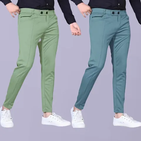 Stylish Multicoloured Modal Mid-Rise Joggers For Men Pack Of 2