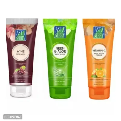 Asta Berry Wine Neem S Vitamin -C Face Wash Combo Pack Of 3 60Ml Each