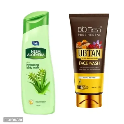 Biofresh Ubtan Face Wash Yhi Neem Aloevera Skin Hydrating Hand Body Lotion Combo-thumb0