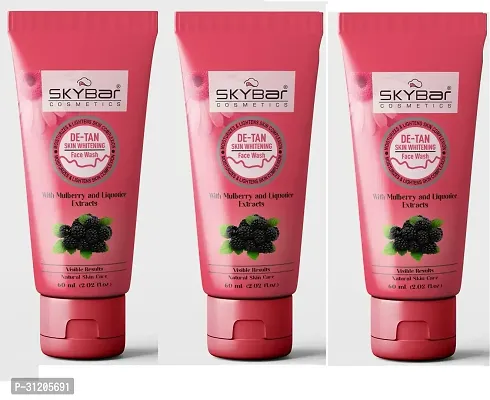 Skyabar De-Tan Skin Whitening Face Wash With Malberry And Liquonce Extracts Each 60Ml Pack Of 3-thumb0