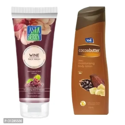 Yhi Cocoa Butter Deep Moisturising Body Lotion Astaberry Wine Face Wash Combo-thumb0