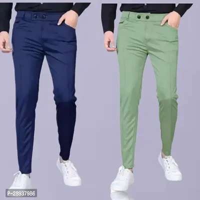 Stylish Multicoloured Modal Solid Regular Trouser For Men Pack Of 2