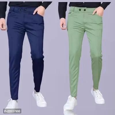 Stylish Multicoloured Modal Solid Regular Trouser For Men Pack Of 2-thumb0