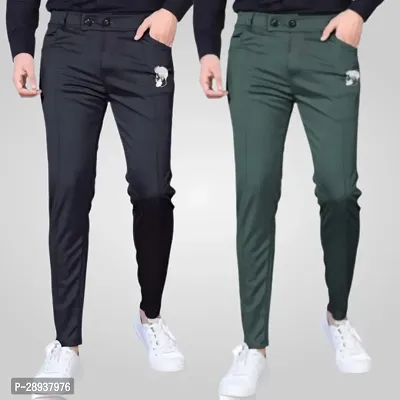 Stylish Multicoloured Modal Solid Regular Trouser For Men Pack Of 2