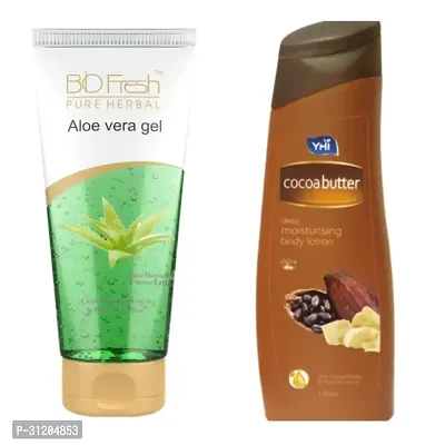 Yhi Cocoa Butter Deep Moisturising Body Lotion Biofresh Aloe Vera Gel With Vitamin E Combo-thumb0