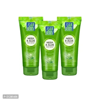 Astaberry Neem Aloe Deep Cleansing Face Wash Enriched With Neem, Aloe Vera Tulsi Oil Control Paraben-Free Ph Balanced Pack Of3