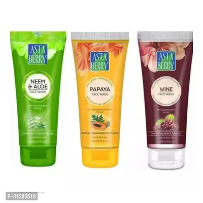 Asta Berry Neem Papaya S Wine Face Wash Combo Pack 3 60Ml-thumb0