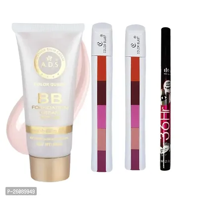 ADS Extreme Glow BB Foundation Cream  5-in-1 Lipstick 36H eyeliner COMBO-thumb0