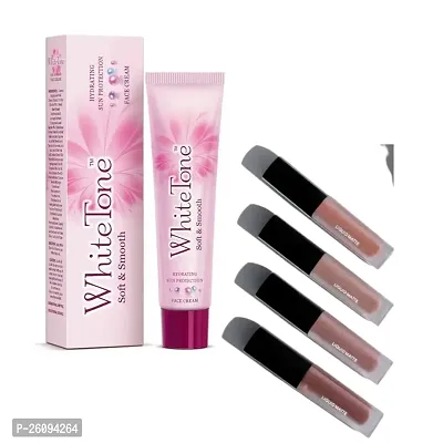 White Tone Soft  Smooth Face Cream 50gm Mini Matte Liquid Lipsticks COMBO