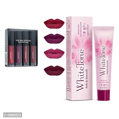 Mini Matte Liquid Lipsticks White Tone Soft  Smooth Face Cream 50gm COMBO