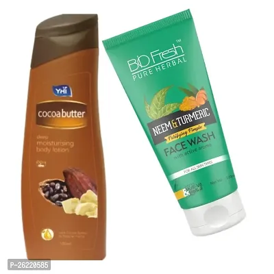 YHI cocoa butter deep moisturising body lotion BioFresh Neem  Turmeric Face Wash-thumb0