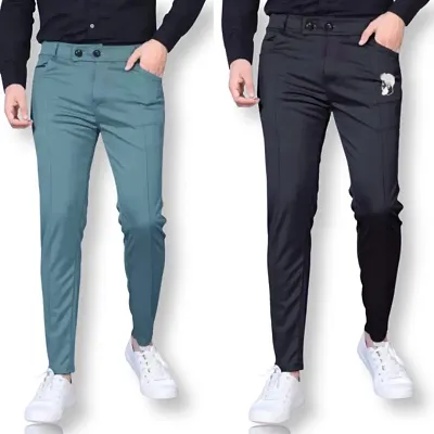 Classic Solid Track Pants for Men, Pack of 2