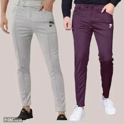 Men Lower pants Track Pants | Stylish Track Pants | Soft Lycra Blend Track Pants | Mens  Boys Lower pack of 2-thumb0