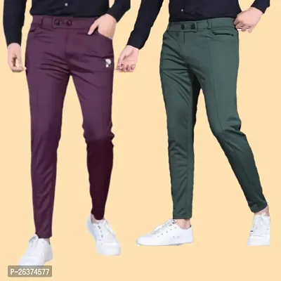 Men Lower pants Track Pants | Stylish Track Pants | Soft Lycra Blend Track Pants | Mens  Boys Lower pack of 2-thumb0