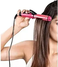 Nova 20009 2 in 1 Hair straightener and curler For Women and Men (PINK)-thumb1