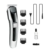 Rechargeable Hair Beard Trimmer for Men Trendy Styler HTC Trimmer Stainless Steel Sharp Blade Beard Shaver (Black)-thumb2